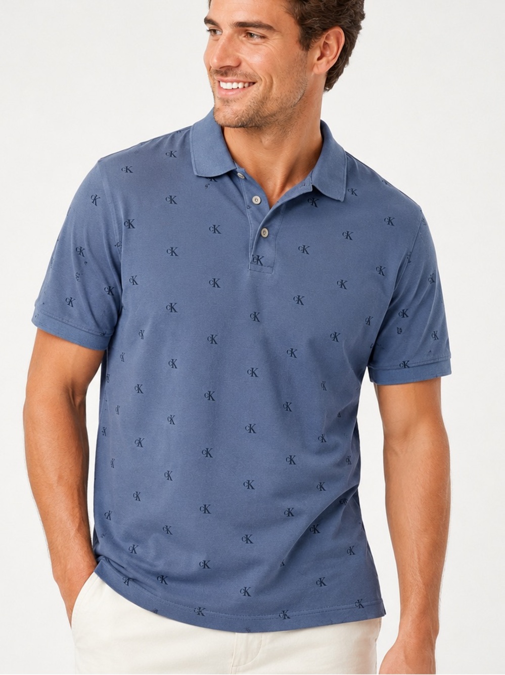 Calvin Klein Men’s CK Monogram Polo Shirt Size XXL